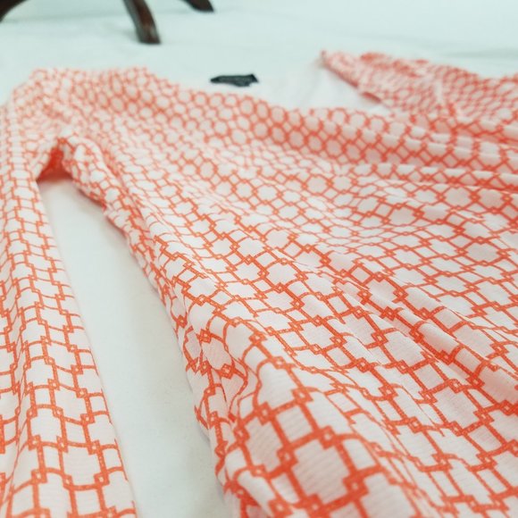 Bebe layered faux wrap top orange white M - Picture 5 of 6